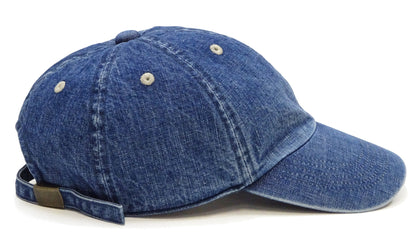 Studio D'artisan Men's Faded Denim Baseball Cap, 100% Cotton All-Denim Six-Panel Strapback Hat, Pre-Curved Brim - Made in Japan (SDA D7583UR)