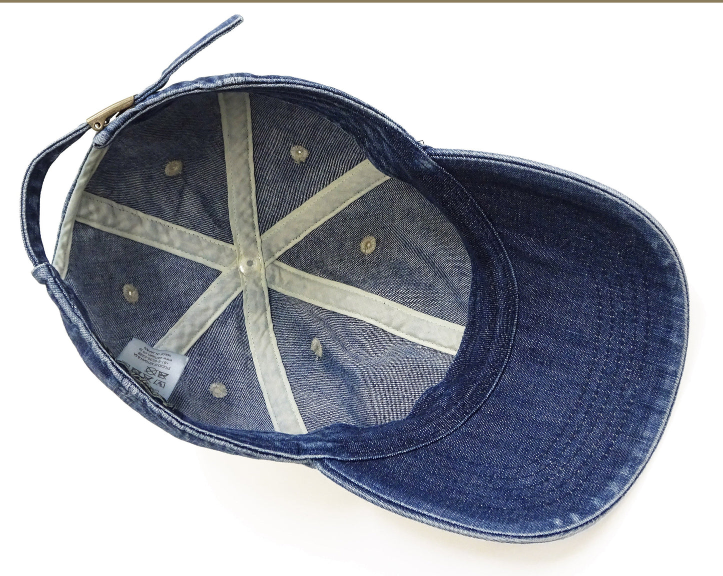 Studio D'artisan Men's Faded Denim Baseball Cap, 100% Cotton All-Denim Six-Panel Strapback Hat, Pre-Curved Brim - Made in Japan (SDA D7583UR)