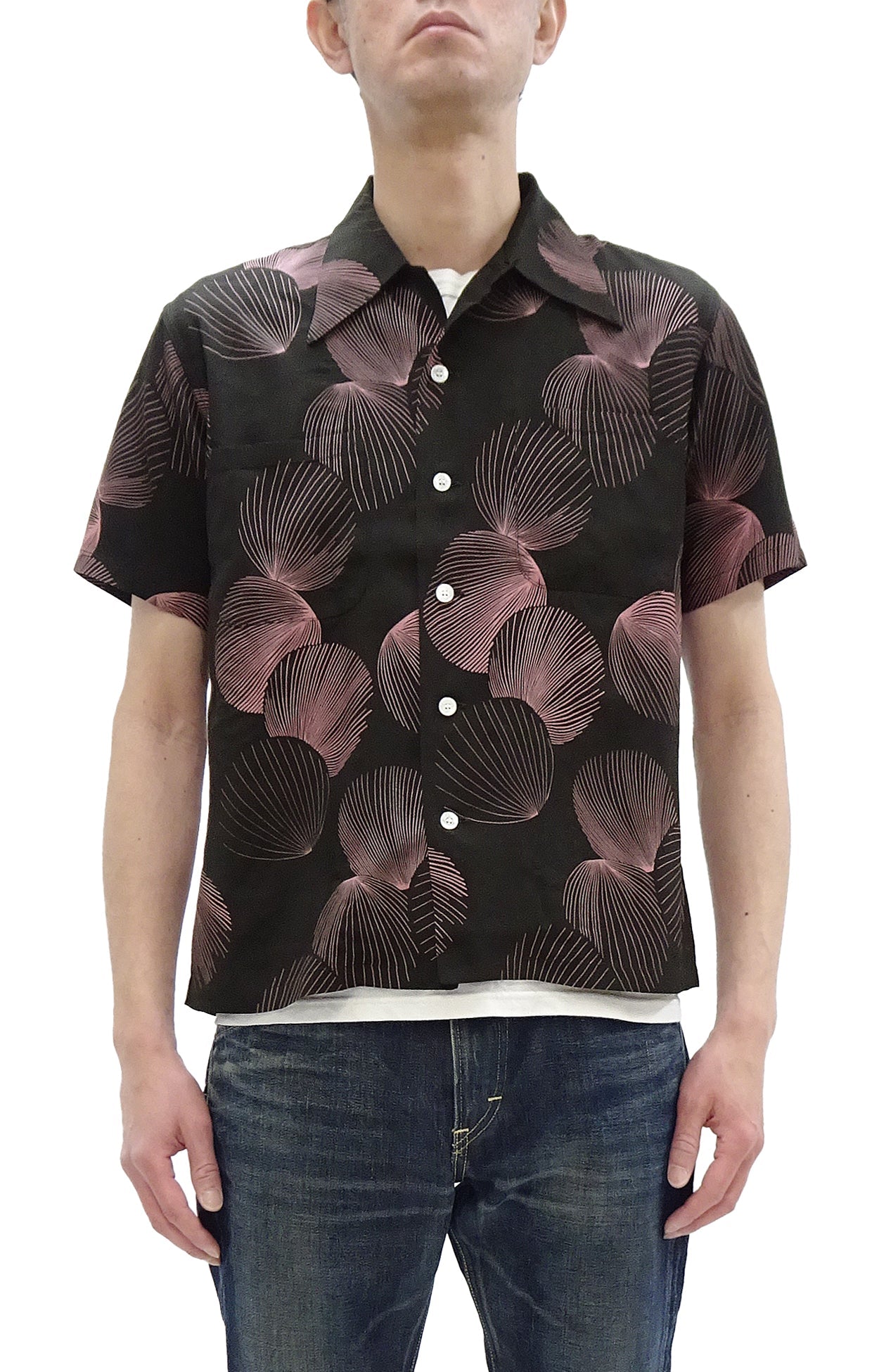 Duke Kahanamoku Hawaiian Shirt Men's 1950s Duke's Shell Reproduction Short-Sleeve Aloha Shirt DK39450 119 Black