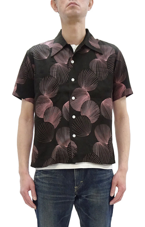 Duke Kahanamoku Hawaiian Shirt Men's 1950s Duke's Shell Reproduction Short-Sleeve Aloha Shirt DK39450 119 Black