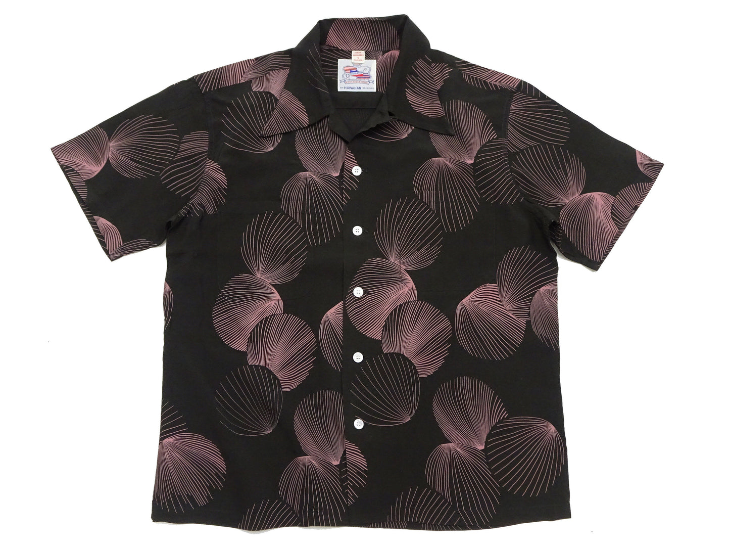 Duke Kahanamoku Hawaiian Shirt Men's 1950s Duke's Shell Reproduction Short-Sleeve Aloha Shirt DK39450 119 Black