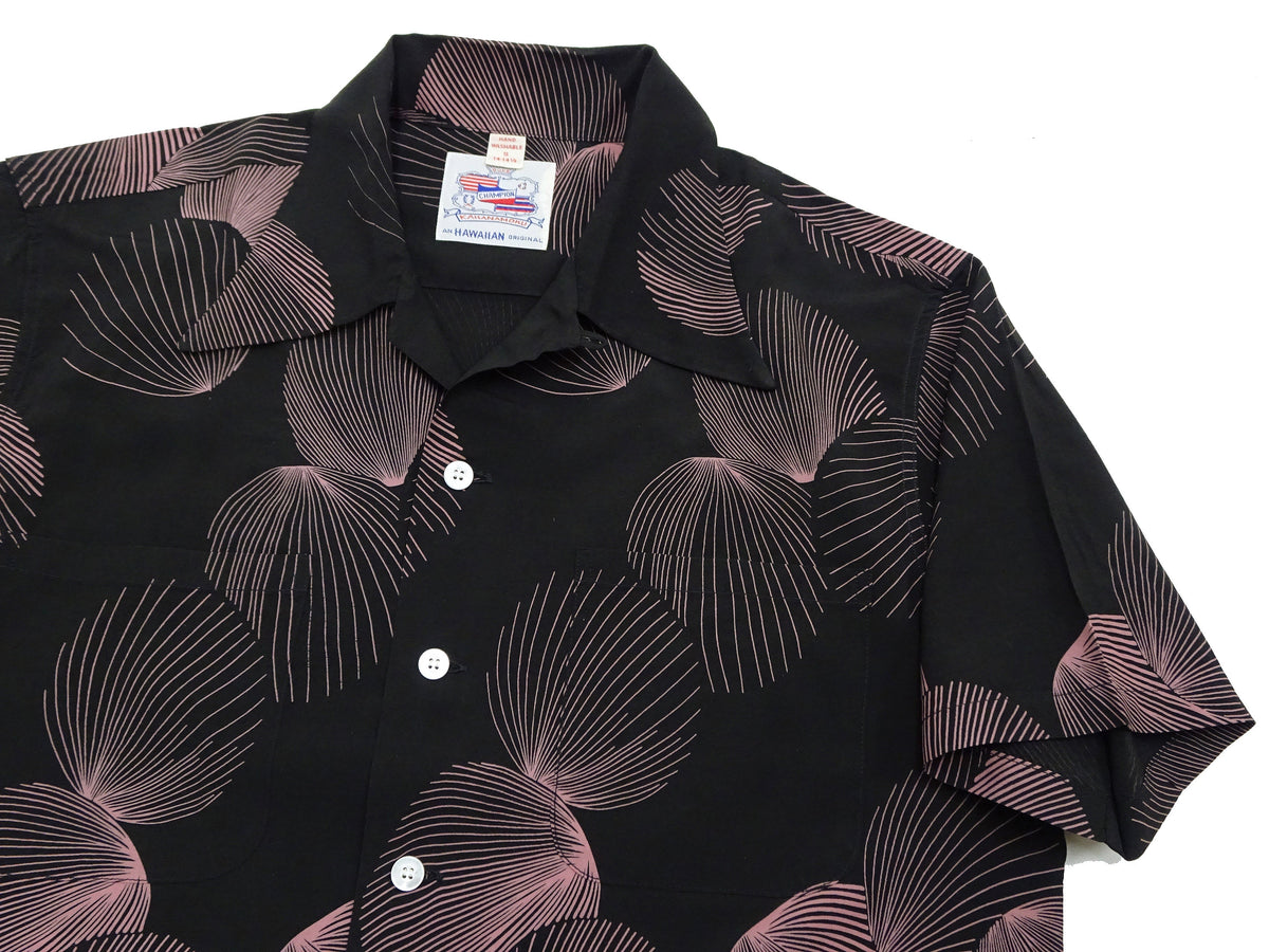 Duke Kahanamoku Hawaiian Shirt Men's 1950s Duke's Shell Reproduction Short-Sleeve Aloha Shirt DK39450 119 Black