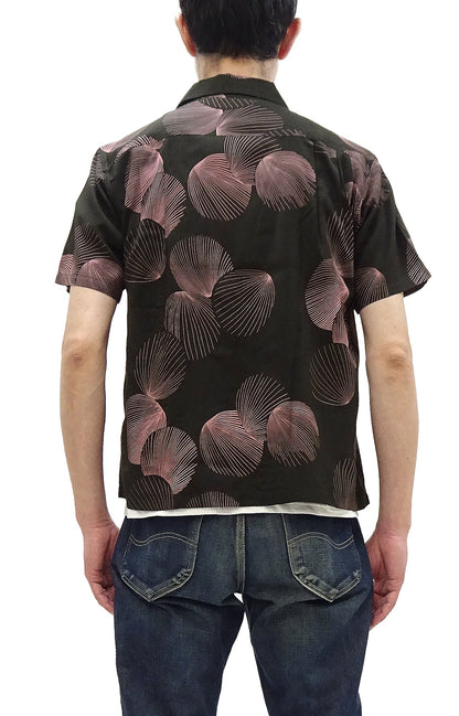 Duke Kahanamoku Hawaiian Shirt Men's 1950s Duke's Shell Reproduction Short-Sleeve Aloha Shirt DK39450 119 Black