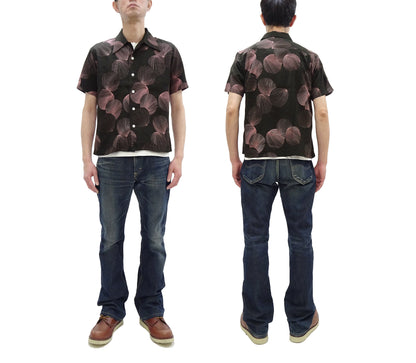 Duke Kahanamoku Hawaiian Shirt Men's 1950s Duke's Shell Reproduction Short-Sleeve Aloha Shirt DK39450 119 Black