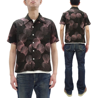 Duke Kahanamoku Hawaiian Shirt Men's 1950s Duke's Shell Reproduction Short-Sleeve Aloha Shirt DK39450 119 Black