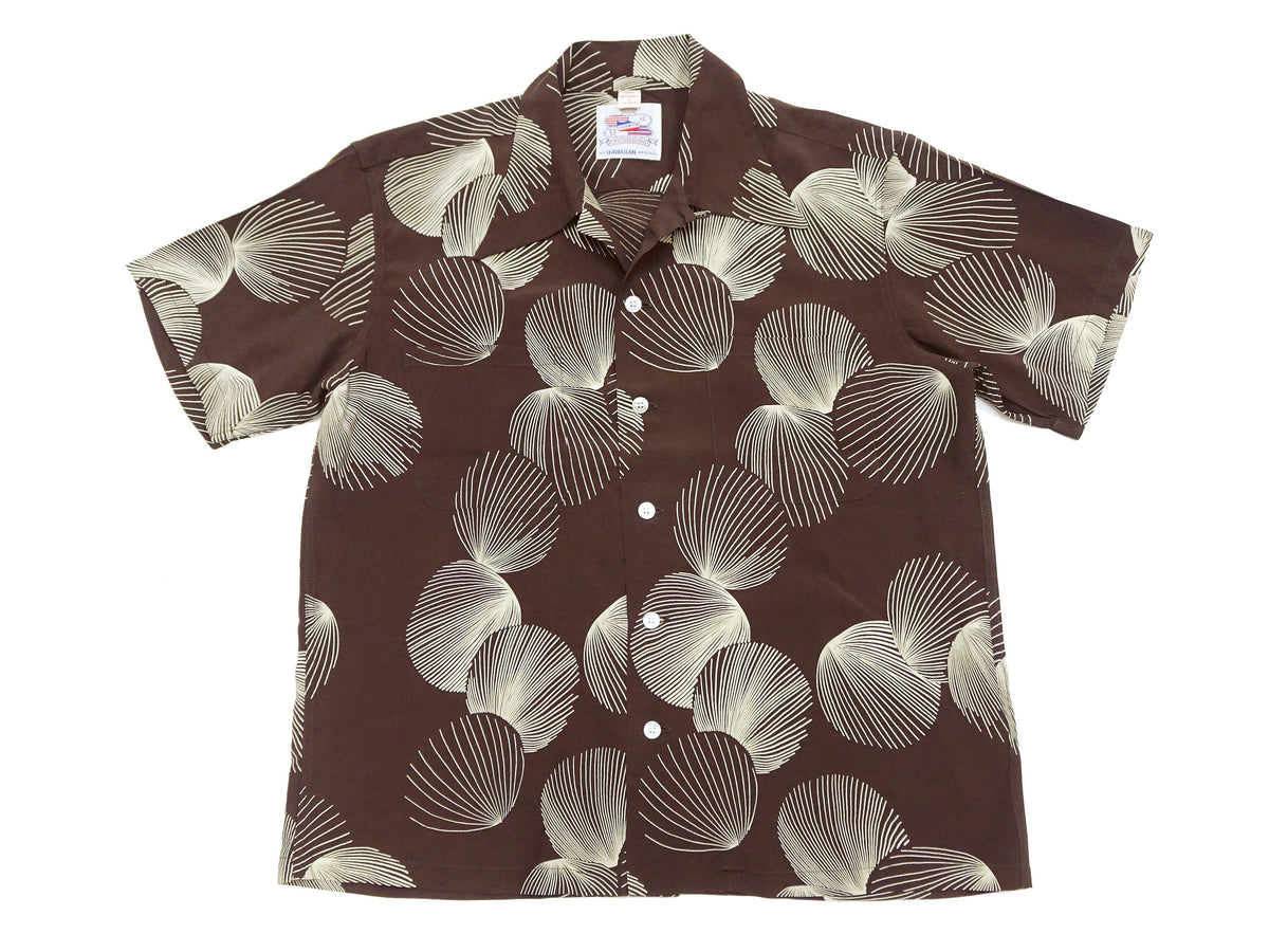 Duke Kahanamoku Hawaiian Shirt Men's 1950s Duke's Shell Reproduction Short-Sleeve Aloha Shirt DK39450 138 Brown