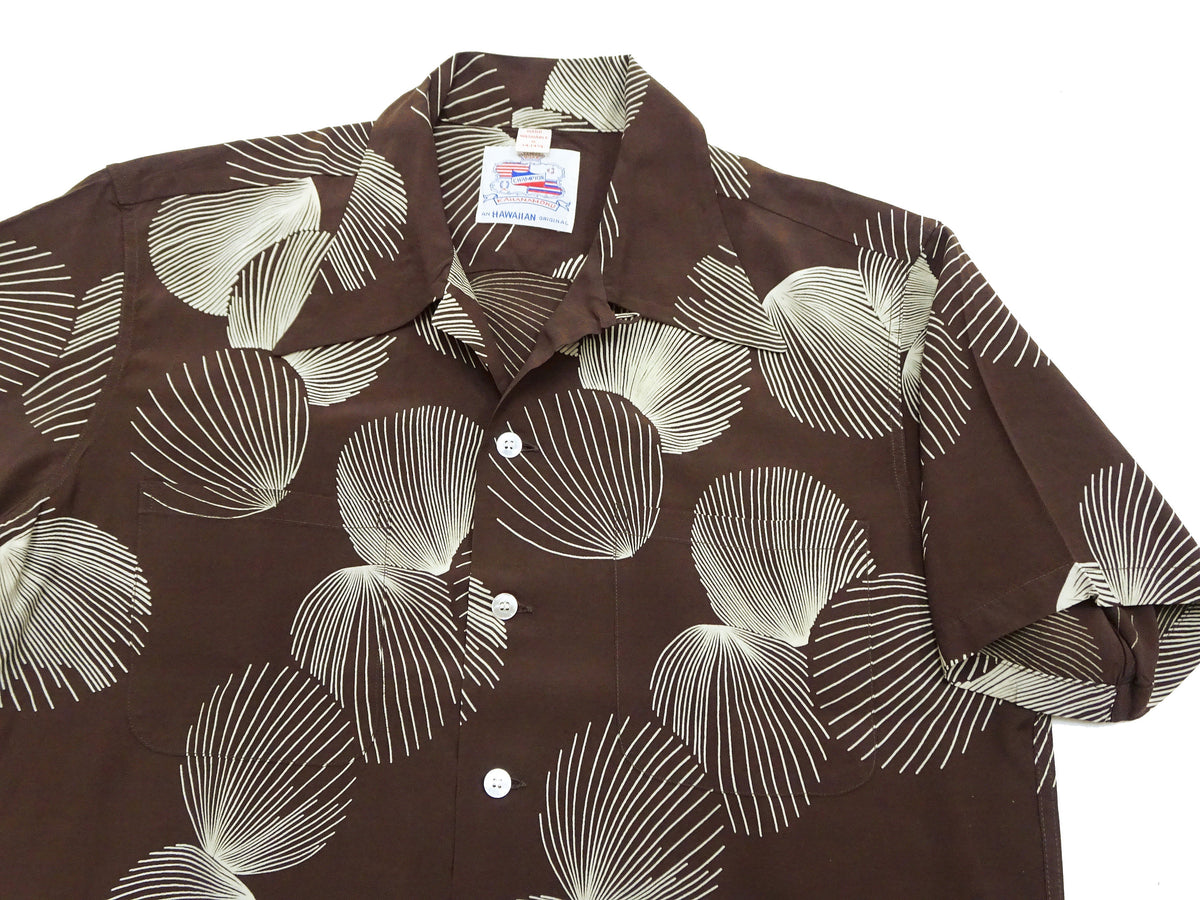 Duke Kahanamoku Hawaiian Shirt Men's 1950s Duke's Shell Reproduction Short-Sleeve Aloha Shirt DK39450 138 Brown