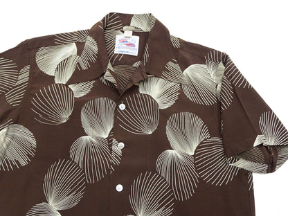 Duke Kahanamoku Hawaiian Shirt Men's 1950s Duke's Shell Reproduction Short-Sleeve Aloha Shirt DK39450 138 Brown