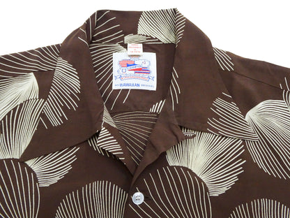 Duke Kahanamoku Hawaiian Shirt Men's 1950s Duke's Shell Reproduction Short-Sleeve Aloha Shirt DK39450 138 Brown