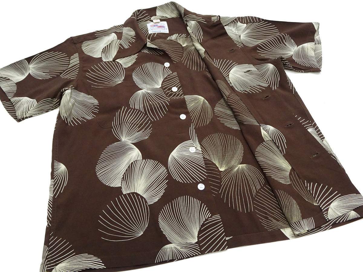 Duke Kahanamoku Hawaiian Shirt Men's 1950s Duke's Shell Reproduction Short-Sleeve Aloha Shirt DK39450 138 Brown