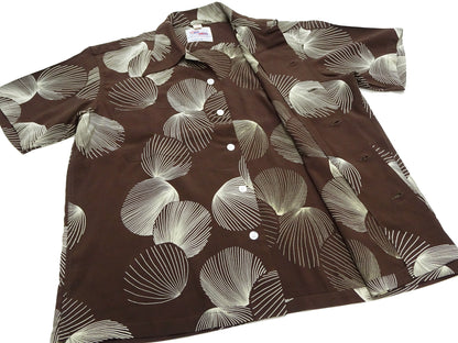 Duke Kahanamoku Hawaiian Shirt Men's 1950s Duke's Shell Reproduction Short-Sleeve Aloha Shirt DK39450 138 Brown