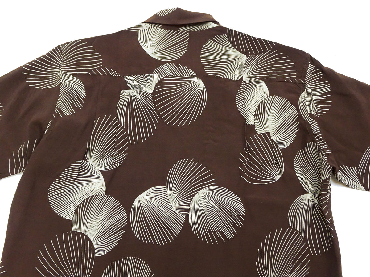 Duke Kahanamoku Hawaiian Shirt Men's 1950s Duke's Shell Reproduction Short-Sleeve Aloha Shirt DK39450 138 Brown