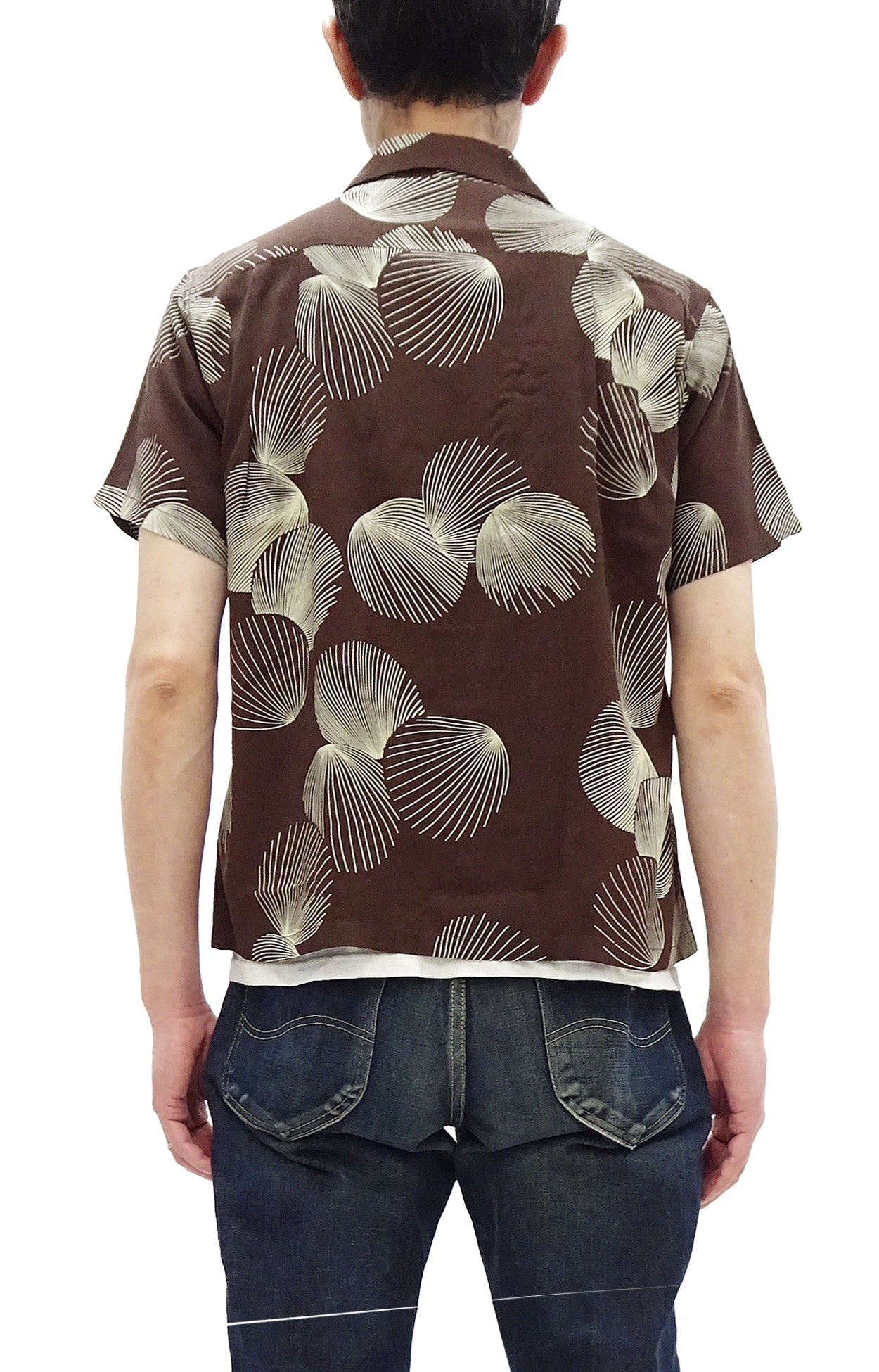 Duke Kahanamoku Hawaiian Shirt Men's 1950s Duke's Shell Reproduction Short-Sleeve Aloha Shirt DK39450 138 Brown