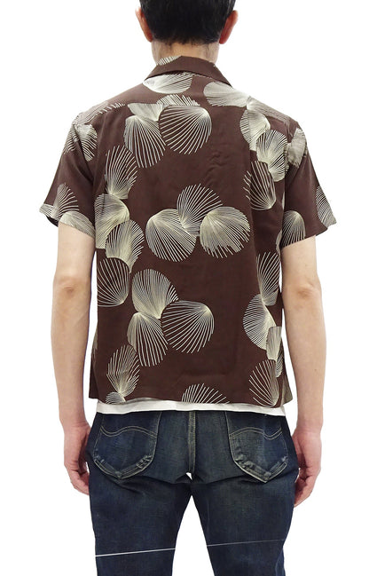 Duke Kahanamoku Hawaiian Shirt Men's 1950s Duke's Shell Reproduction Short-Sleeve Aloha Shirt DK39450 138 Brown