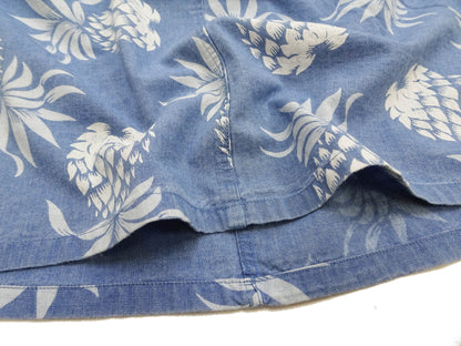 Duke Kahanamoku by Toyo Enterprises Men's Short Sleeve Hawaiian Shirt - Duke's Pineapple Light Indigo Cotton Aloha Shirt - Made in Japan (DK39641 125 Soft Blue)