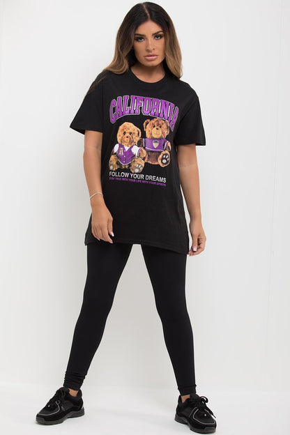 California Teddy Bear Graphic T Shirt Black