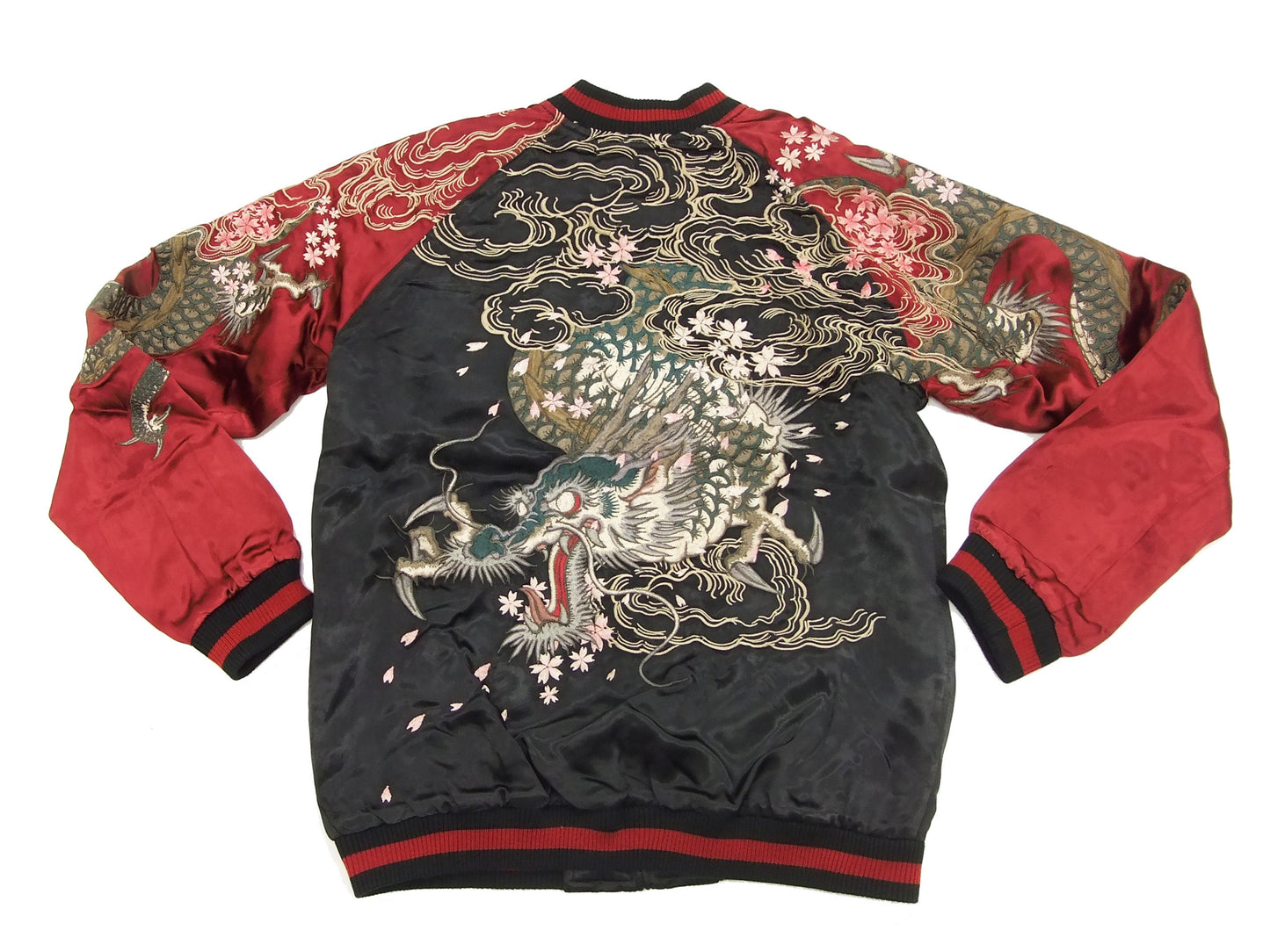 SATORI Japanese Souvenir Jacket Dragon Men's Sukajan GSJR-001 Black/Wine
