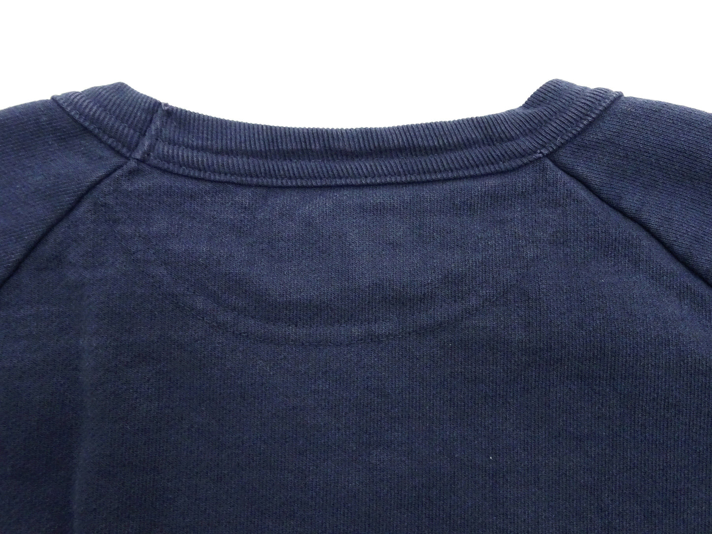 Japan Blue Jeans Long Sleeve French Terry T-Shirt Men's Casual Plain Crew-Neck Raglan-Sleeve Inlay Shirt JBKN1001 Navy-Blue