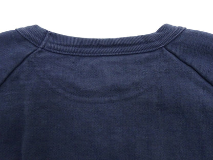 Japan Blue Jeans Long Sleeve French Terry T-Shirt Men's Casual Plain Crew-Neck Raglan-Sleeve Inlay Shirt JBKN1001 Navy-Blue