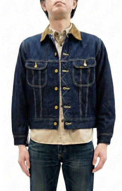 Lee Japan 101-LJ Storm Rider-Inspired Blanket-Lined Denim Jacket - 13 oz Left-Hand Twill Indigo - One-Wash - (LM5110-100 Deep Indigo)