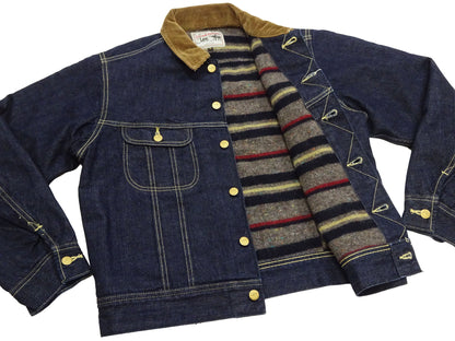 Lee Japan 101-LJ Storm Rider-Inspired Blanket-Lined Denim Jacket - 13 oz Left-Hand Twill Indigo - One-Wash - (LM5110-100 Deep Indigo)