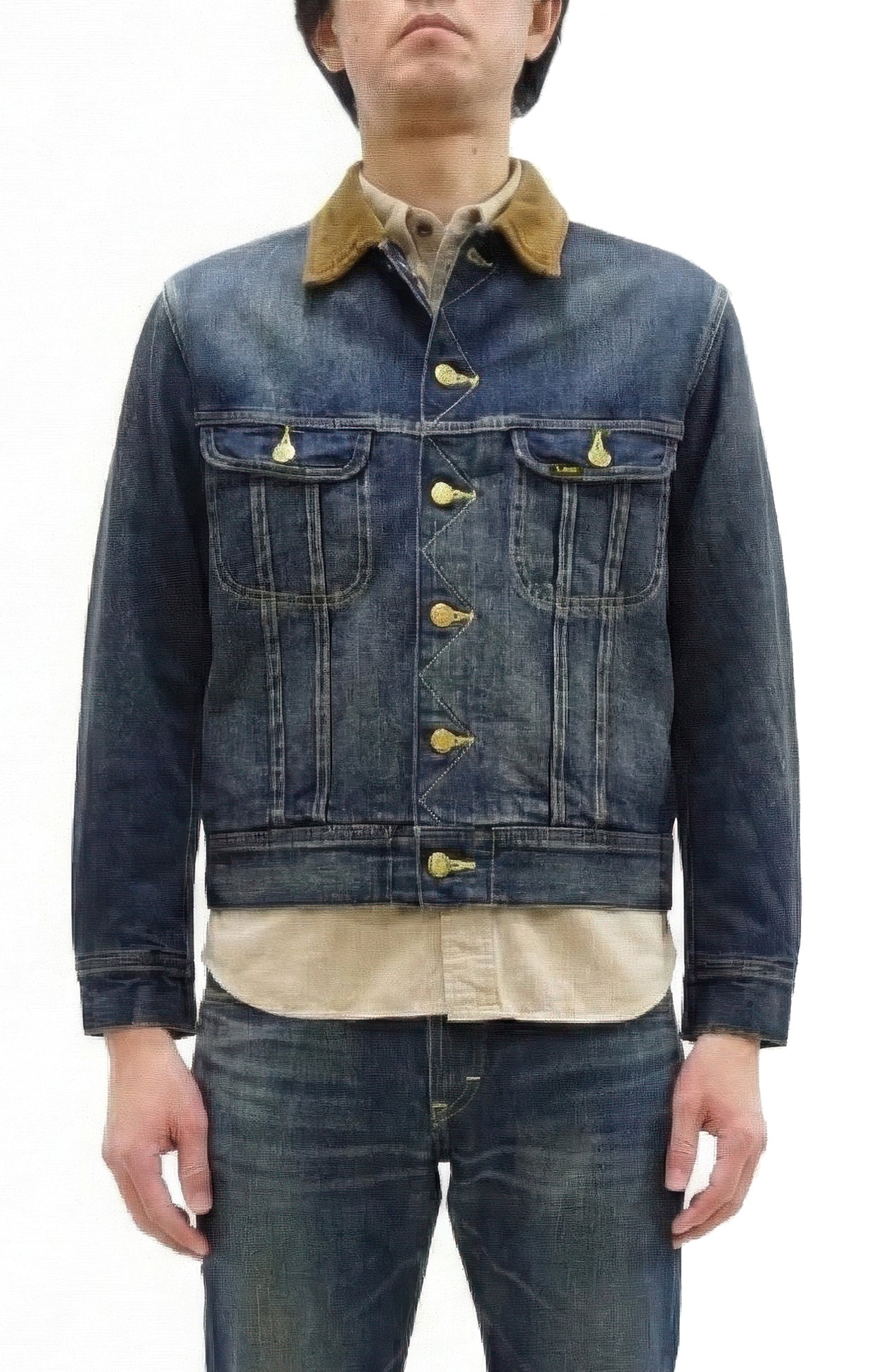 Lee Japan 101-LJ Storm Rider-Inspired Blanket-Lined Denim Jacket - 13 oz Left-Hand Twill Indigo - One-Wash - (LM5110-126 Faded Indigo)