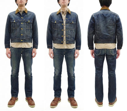 Lee Japan 101-LJ Storm Rider-Inspired Blanket-Lined Denim Jacket - 13 oz Left-Hand Twill Indigo - One-Wash - (LM5110-126 Faded Indigo)