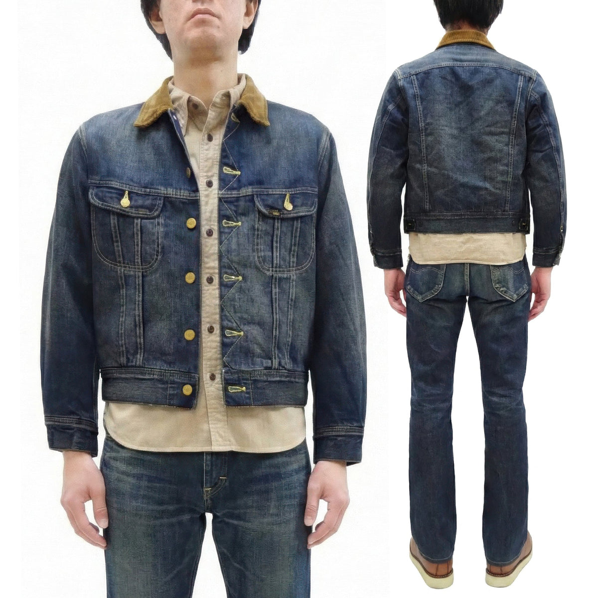 Lee Japan 101-LJ Storm Rider-Inspired Blanket-Lined Denim Jacket - 13 oz Left-Hand Twill Indigo - One-Wash - (LM5110-126 Faded Indigo)