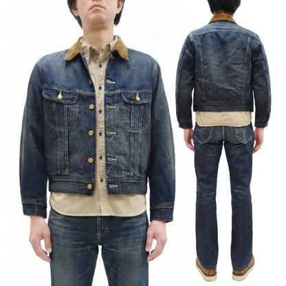 Lee Japan 101-LJ Storm Rider-Inspired Blanket-Lined Denim Jacket - 13 oz Left-Hand Twill Indigo - One-Wash - (LM5110-126 Faded Indigo)