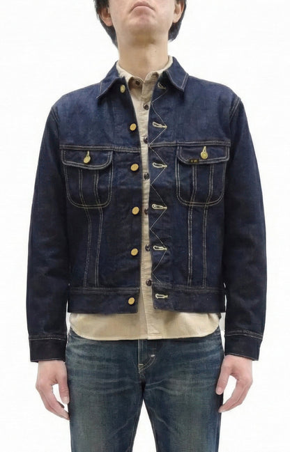 Lee 101J Rider Jacket Men's Denim Jacket 14.4 oz Left-Hand Twill - Lee Japan Reproduction (LM8100-500 Deep Indogo One-Wash)