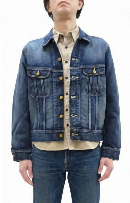 Lee 101J Rider Jacket Men's Denim Jacket 14.4 oz Left-Hand Twill - Lee Japan Reproduction (LM8100-526 Faded Indigo One-Wash)