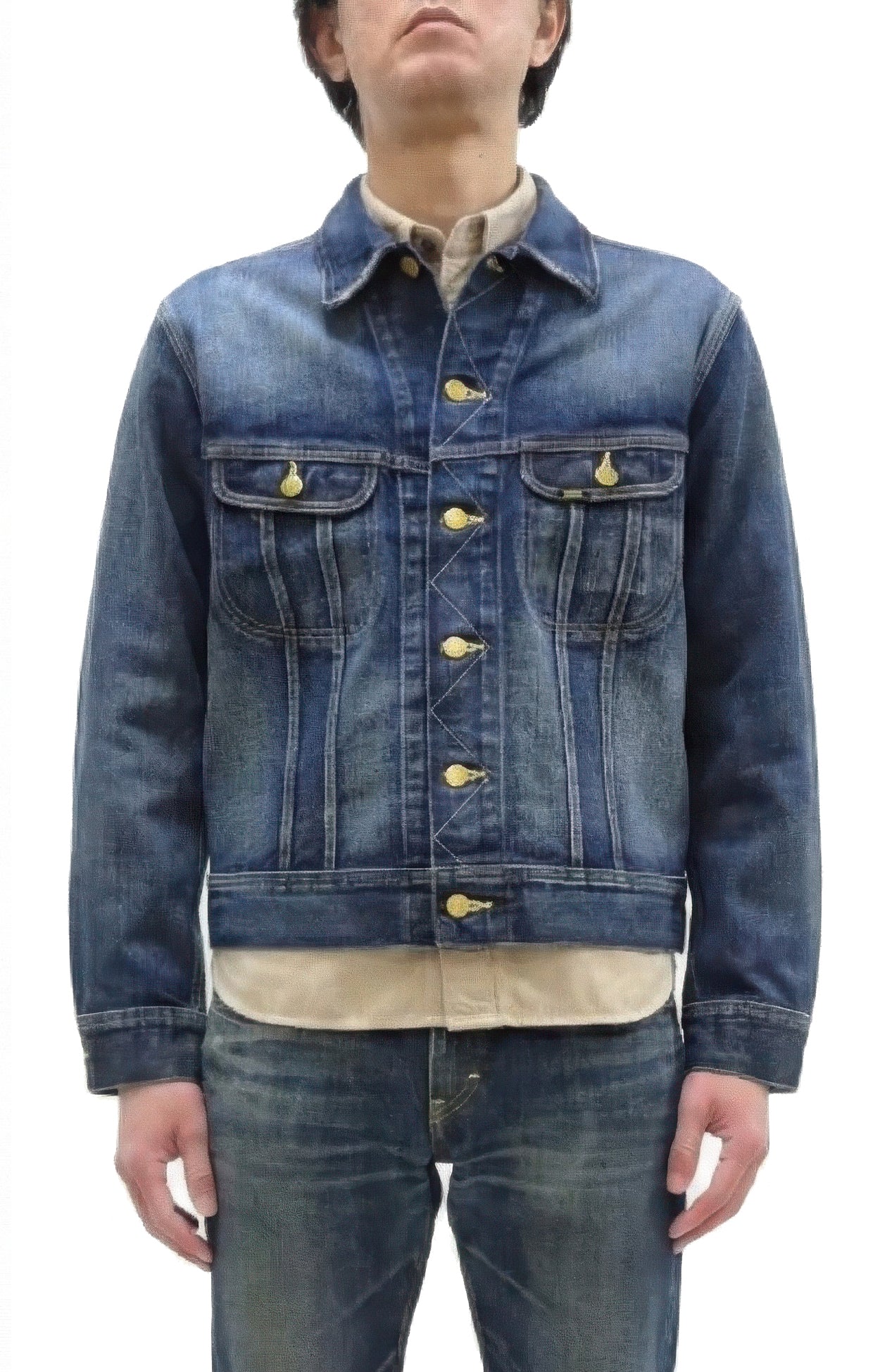 Lee 101J Rider Jacket Men's Denim Jacket 14.4 oz Left-Hand Twill - Lee Japan Reproduction (LM8100-526 Faded Indigo One-Wash)