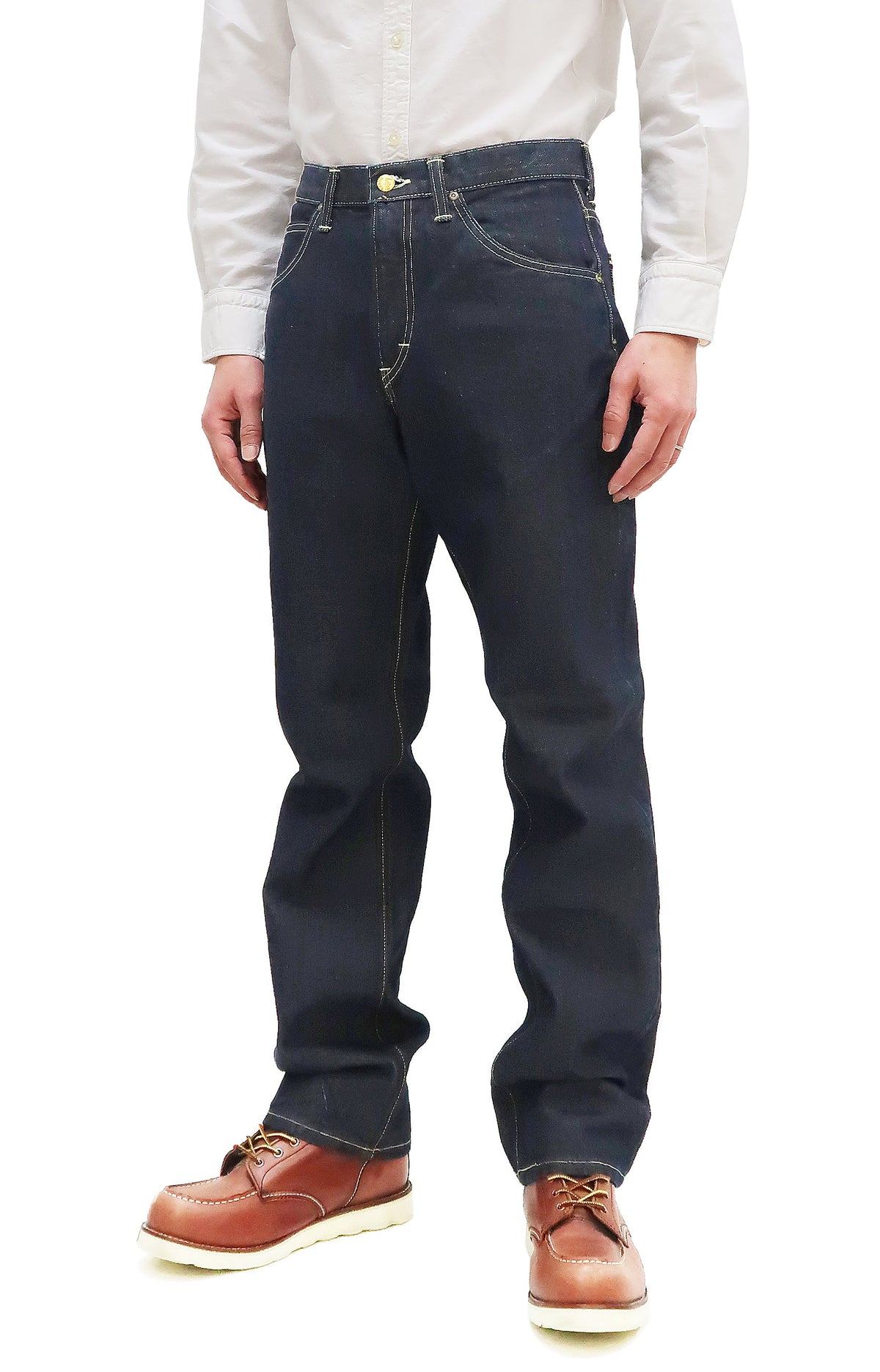 Lee Jeans 101Z with Zip fly Men's Regular Fit Straight Jeans LM8101 Made in Japan LM8101-500 One-Washed Deep Blue Indigo Denim