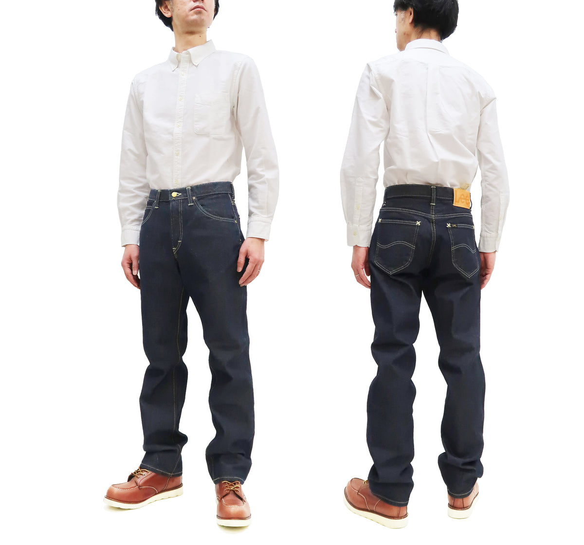 Lee Jeans 101Z with Zip fly Men's Regular Fit Straight Jeans LM8101 Made in Japan LM8101-500 One-Washed Deep Blue Indigo Denim