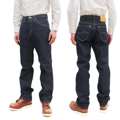 Lee Jeans 101Z with Zip fly Men's Regular Fit Straight Jeans LM8101 Made in Japan LM8101-500 One-Washed Deep Blue Indigo Denim