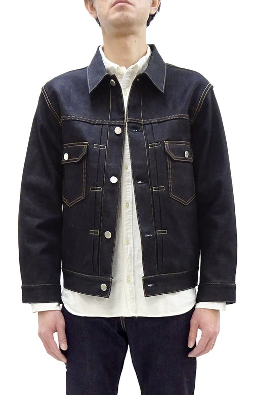 Momotaro Jeans Denim Jacket #002 Men's 1953 Type 2 Style 14.7oz. Zimbabwean Cotton Deep Indigo Denim Jean Jacket MMGJ0002 Sanforized, Unwashed Finish