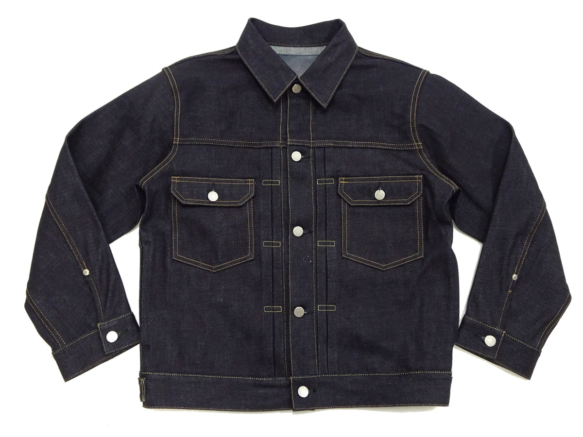Momotaro Jeans Denim Jacket #002 Men's 1953 Type 2 Style 14.7oz. Zimbabwean Cotton Deep Indigo Denim Jean Jacket MMGJ0002 Sanforized, Unwashed Finish