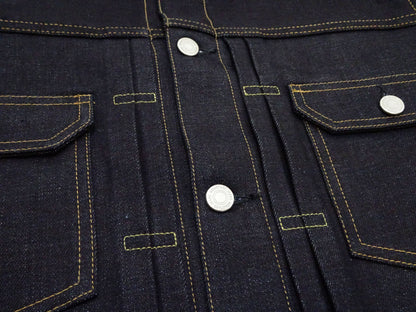 Momotaro Jeans Denim Jacket #002 Men's 1953 Type 2 Style 14.7oz. Zimbabwean Cotton Deep Indigo Denim Jean Jacket MMGJ0002 Sanforized, Unwashed Finish