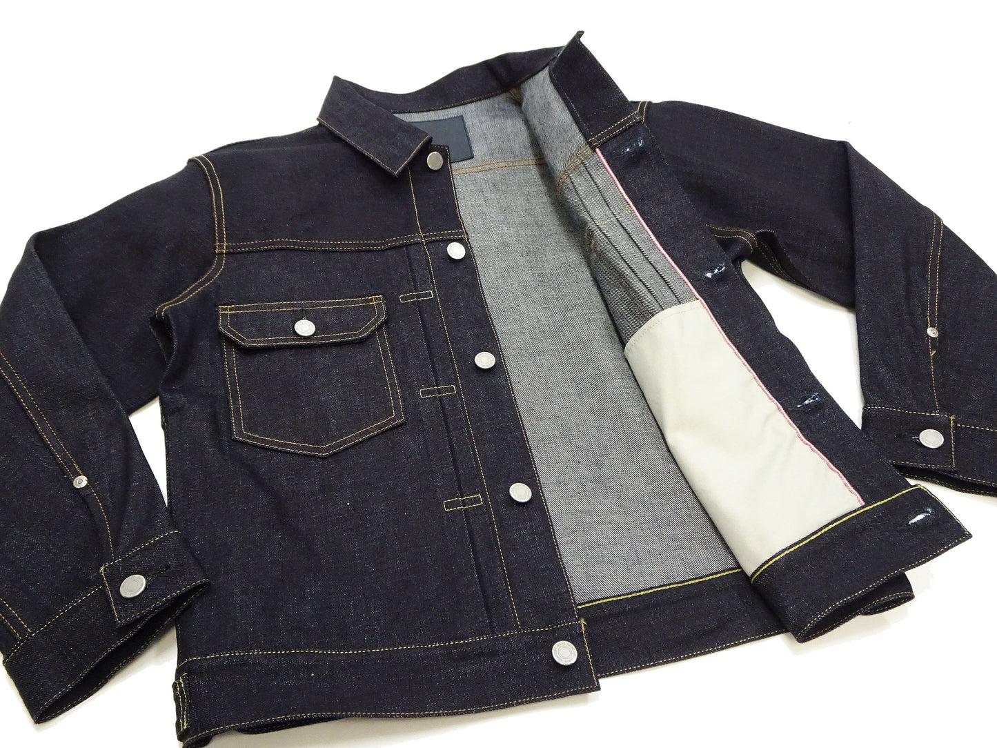 Momotaro Jeans Denim Jacket #002 Men's 1953 Type 2 Style 14.7oz. Zimbabwean Cotton Deep Indigo Denim Jean Jacket MMGJ0002 Sanforized, Unwashed Finish