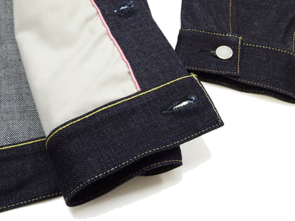 Momotaro Jeans Denim Jacket #002 Men's 1953 Type 2 Style 14.7oz. Zimbabwean Cotton Deep Indigo Denim Jean Jacket MMGJ0002 Sanforized, Unwashed Finish