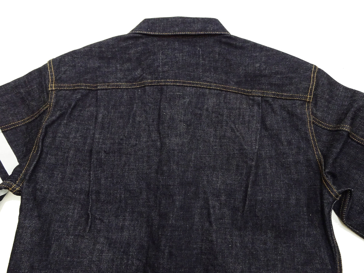 Momotaro Jeans Denim Jacket #002 with Double-Stripe Paint Men's 1953 Type 2 Style 15.7oz. Zimbabwean Cotton Deep Indigo Denim Jean Jacket MMGJ0102 One-Wash