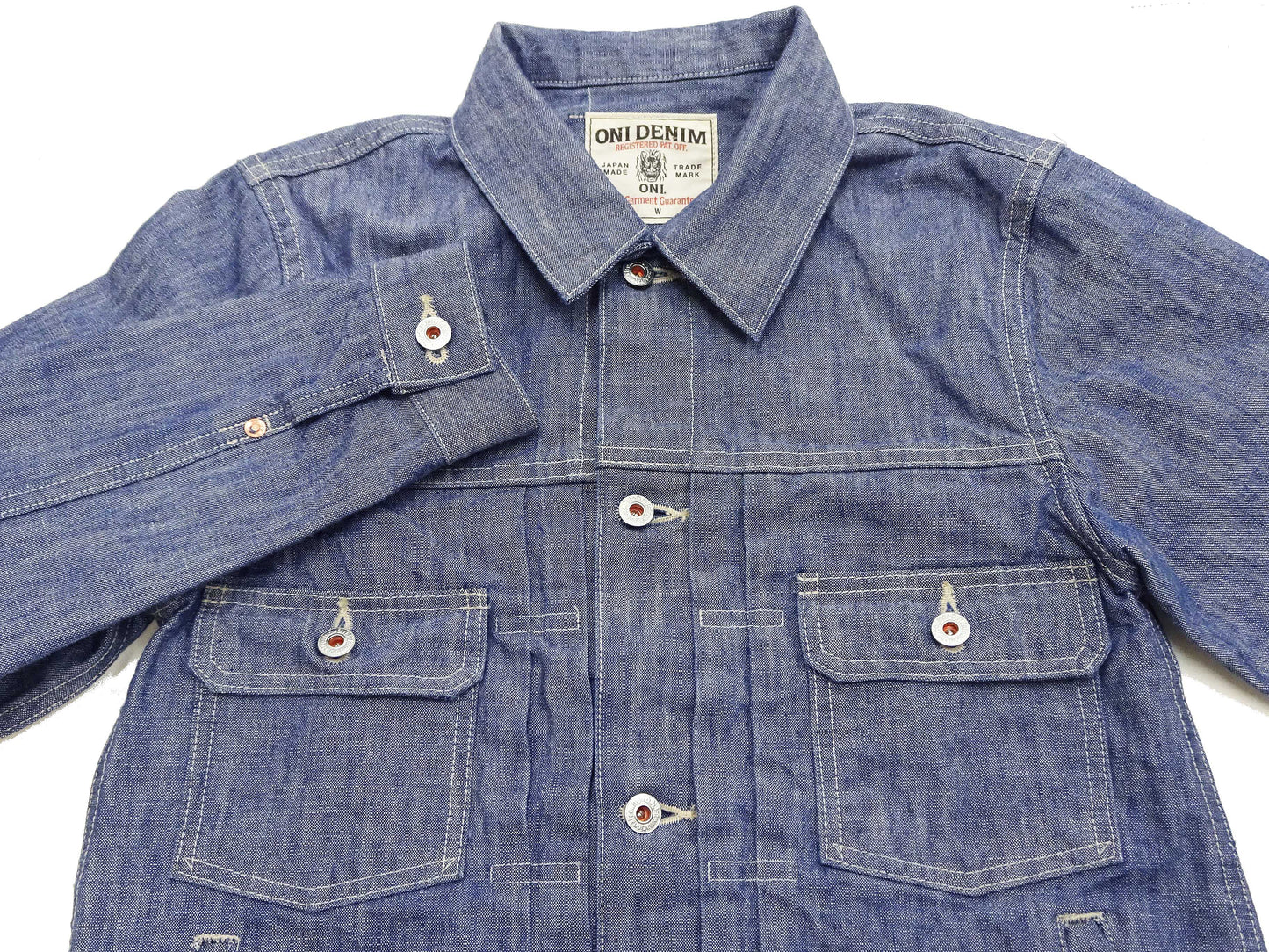 ONI Denim Men's 13oz Japanese Blue Chambray Jacket - Modern Type II Style, One-Wash (ONI-02516P-SHVCH)