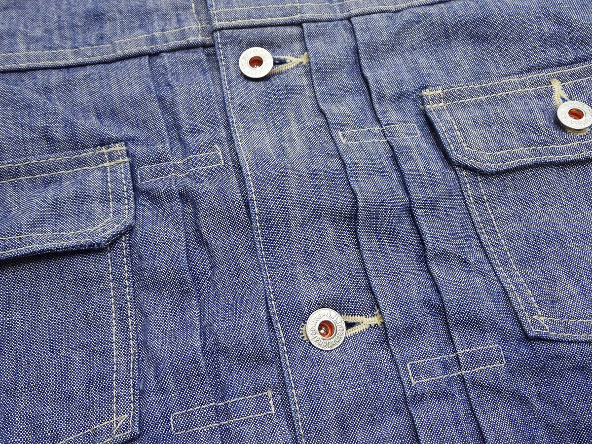 ONI Denim Men's 13oz Japanese Blue Chambray Jacket - Modern Type II Style, One-Wash (ONI-02516P-SHVCH)