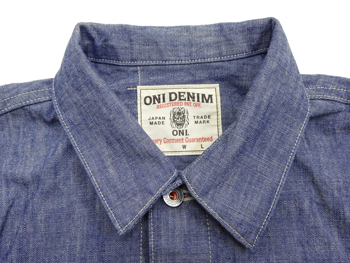 ONI Denim Men's 13oz Japanese Blue Chambray Jacket - Modern Type II Style, One-Wash (ONI-02516P-SHVCH)