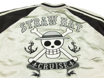 Hanatabi Gakudan Men's Japanese Souvenir Jacket Japanese ONE PIECE Sukajan Script OPSJ-001 Silver