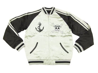 Hanatabi Gakudan Men's Japanese Souvenir Jacket Japanese ONE PIECE Sukajan Script OPSJ-001 Silver
