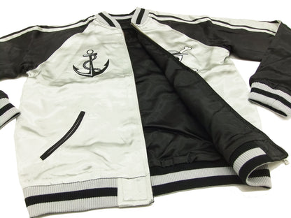Hanatabi Gakudan Men's Japanese Souvenir Jacket Japanese ONE PIECE Sukajan Script OPSJ-001 Silver