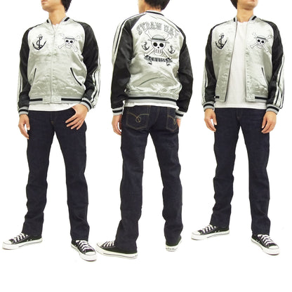 Hanatabi Gakudan Men's Japanese Souvenir Jacket Japanese ONE PIECE Sukajan Script OPSJ-001 Silver