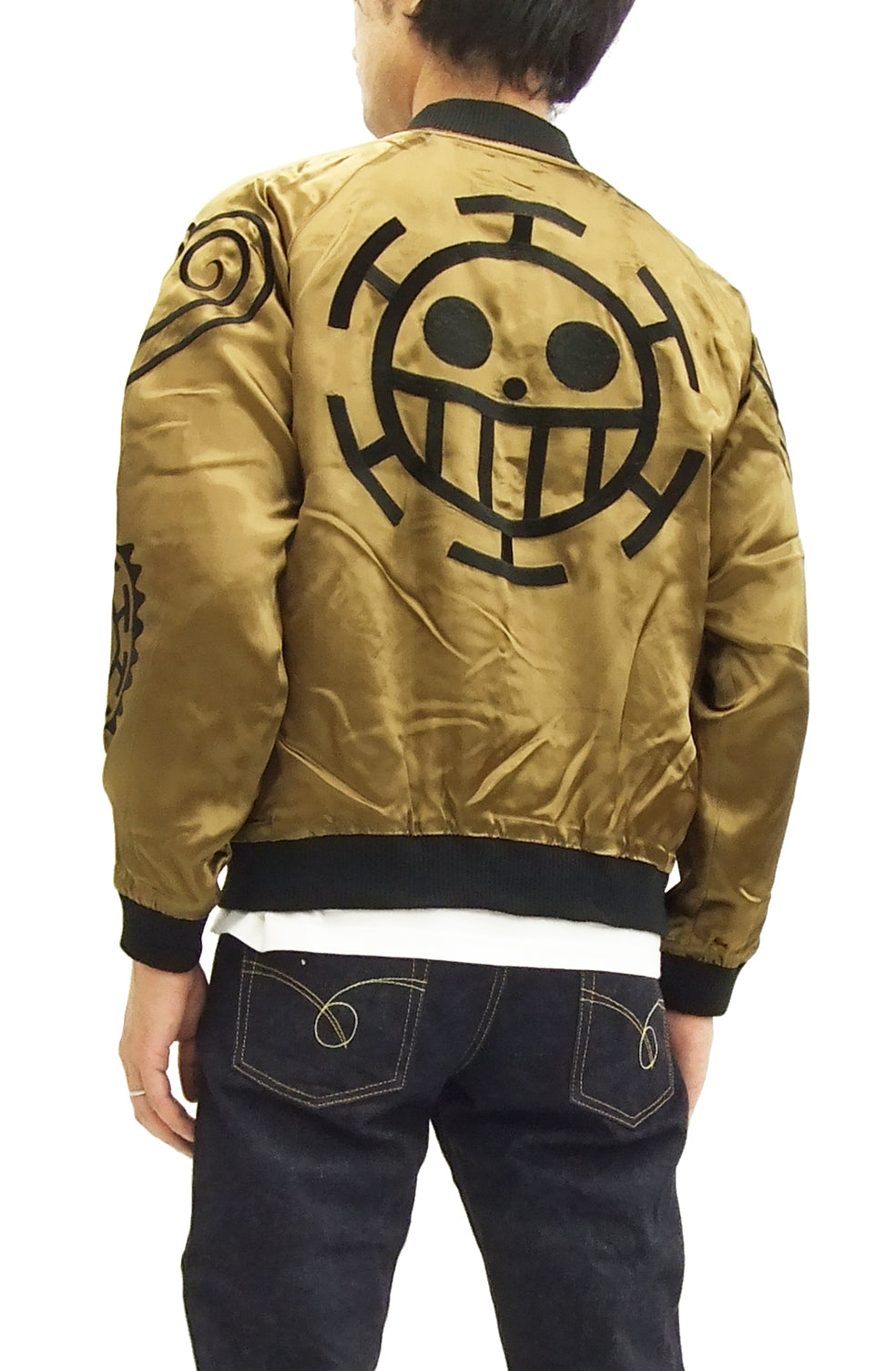 Hanatabi Gakudan Men's Japanese Souvenir Jacket Japanese ONE PIECE Sukajan Script OPSJ-003 Brown