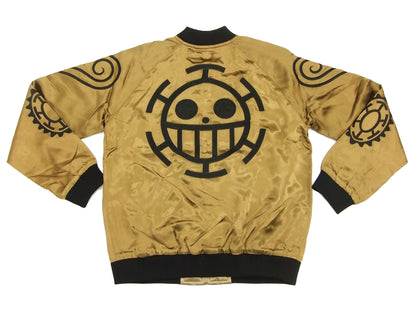 Hanatabi Gakudan Men's Japanese Souvenir Jacket Japanese ONE PIECE Sukajan Script OPSJ-003 Brown